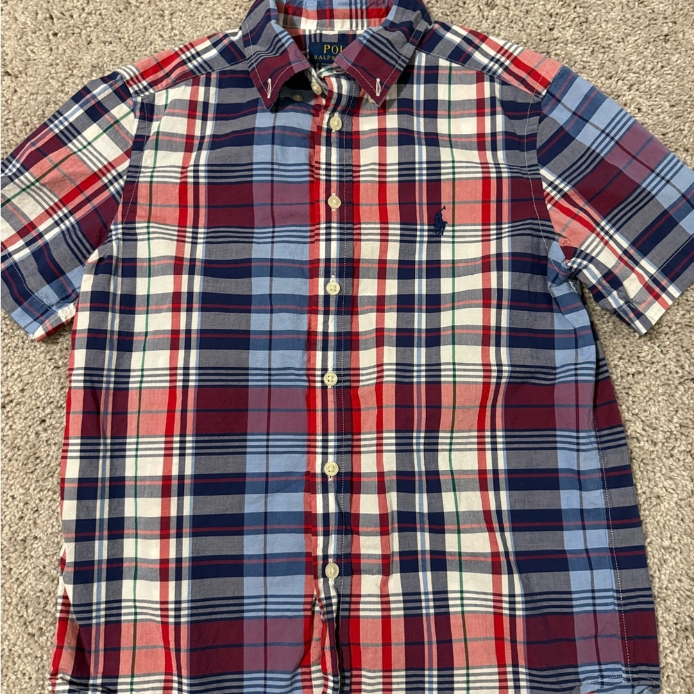 Ralph Lauren Red and Blue Casual Button Down Shirt